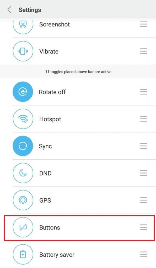 How to enable disable buttons on Xiaomi Redmi