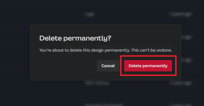 Click Delete Permanently again