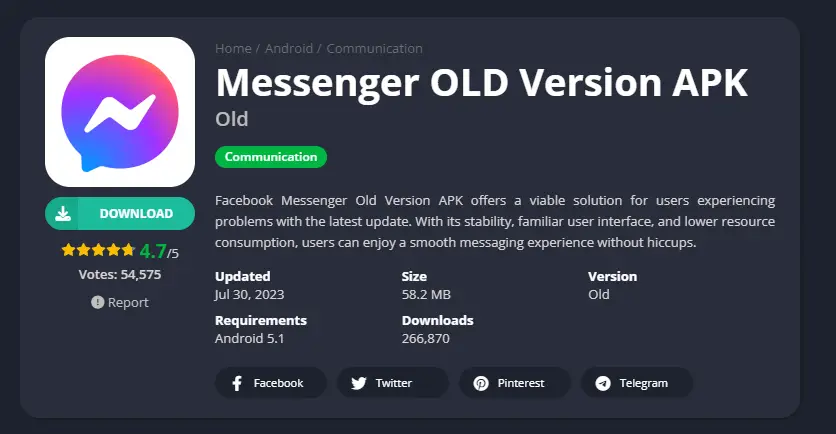 Old Version of Messenger APK - How to fix solve Can't install Messenger Error on Google Play Store